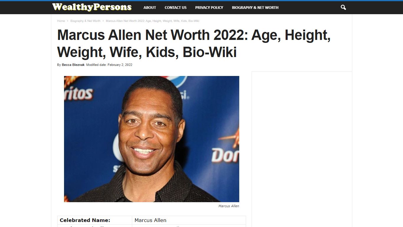 Marcus Allen Net Worth 2022: Age, Height, Weight, Wife, Kids, Bio-Wiki